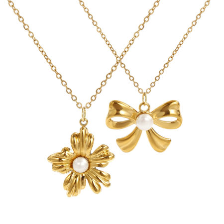 18K Real Gold Plated Link Cable Chain Pendant Charm Necklace, 304 Stainless Steel & Natural Pearl 45cm(17.7") + 5cm(2"), For Women, White Exquisite Stylish Gift, Eco-friendly PVD Vacuum Plating