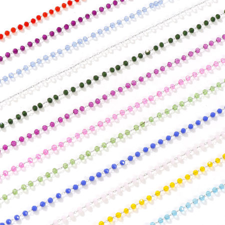 1 Pièce Colliers Argent Mat en 304 Acier Inoxydable & Verre Pour Femmes, Chaîne Perlée 38cm + 5cm, Simple Pierres de Naissance Cadeau, Respectueux de la Nature