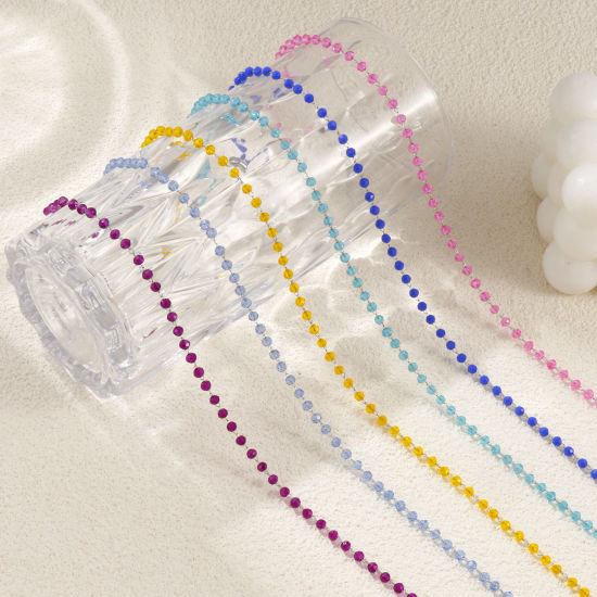 Изображение 1 ШТ Серебряный Тон Цепочка из бисера Ожерелья, 304 Нержавеющая Сталь & Железо 38см + 5см, Для женщин, Камень рождения Простой подарок, Экологичный