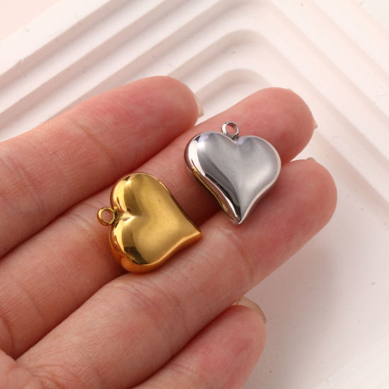 Изображение 1 ШТ Экологичный 304 Нержавеющая Сталь День святого Валентина Подвески Разноцветный Сердце Гладкая поверхность 18мм x 16мм