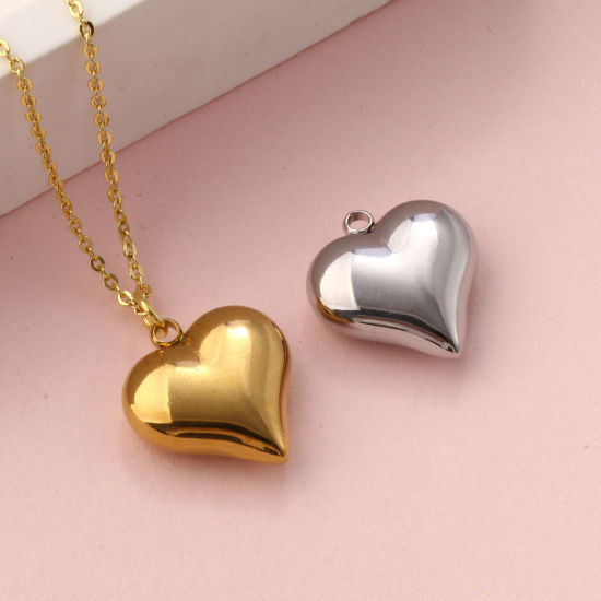 Изображение 1 ШТ Экологичный 304 Нержавеющая Сталь День святого Валентина Подвески Разноцветный Сердце Гладкая поверхность 18мм x 16мм