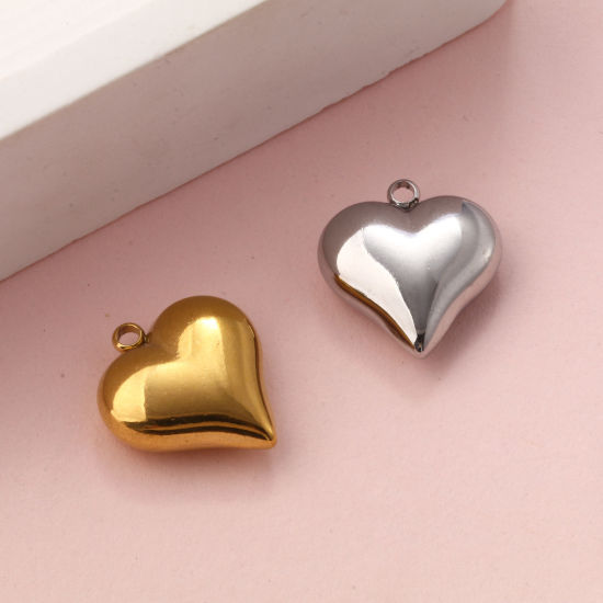 Изображение 1 ШТ Экологичный 304 Нержавеющая Сталь День святого Валентина Подвески Разноцветный Сердце Гладкая поверхность 18мм x 16мм