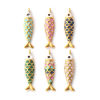 Picture of Eco-friendly PVD Vacuum Plating 304 Stainless Steel Ocean Jewelry Charms 18K Gold Plated Enamel Fish Animal Pearlized 26mm x 6mm