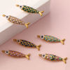 Picture of Eco-friendly PVD Vacuum Plating 304 Stainless Steel Ocean Jewelry Charms 18K Gold Plated Enamel Fish Animal Pearlized 26mm x 6mm