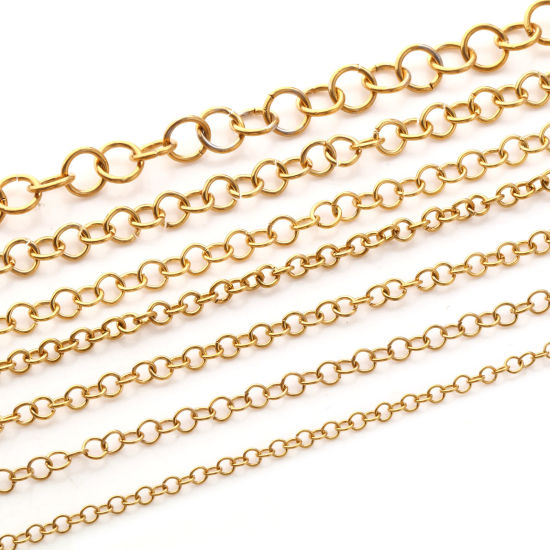 Immagine di 1 M Placcatura Sottovuoto PVD Ecologica 304 Acciaio Inossidabile Aperto Stile Anello di Salto 18K Vero Oro Placcato Tondo