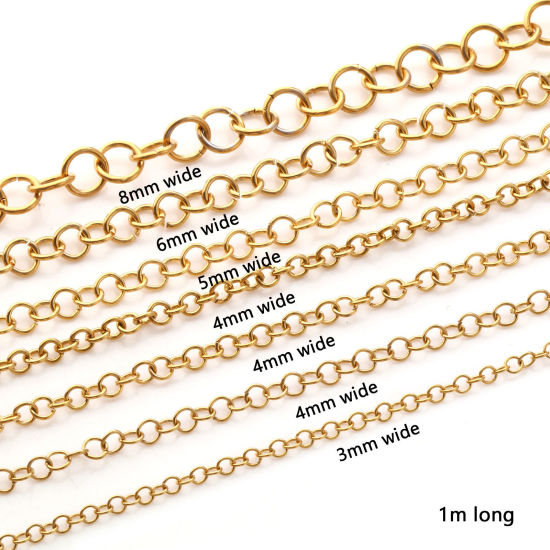 Immagine di 1 M Placcatura Sottovuoto PVD Ecologica 304 Acciaio Inossidabile Aperto Stile Anello di Salto 18K Vero Oro Placcato Tondo