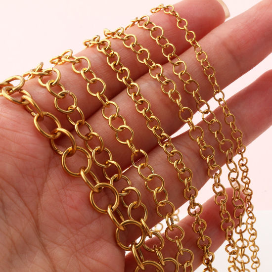 Immagine di 1 M Placcatura Sottovuoto PVD Ecologica 304 Acciaio Inossidabile Aperto Stile Anello di Salto 18K Vero Oro Placcato Tondo