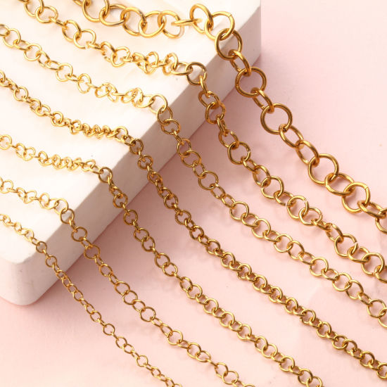 Immagine di 1 M Placcatura Sottovuoto PVD Ecologica 304 Acciaio Inossidabile Aperto Stile Anello di Salto 18K Vero Oro Placcato Tondo