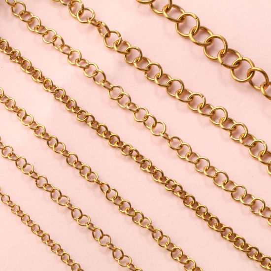 Immagine di 1 M Placcatura Sottovuoto PVD Ecologica 304 Acciaio Inossidabile Aperto Stile Anello di Salto 18K Vero Oro Placcato Tondo