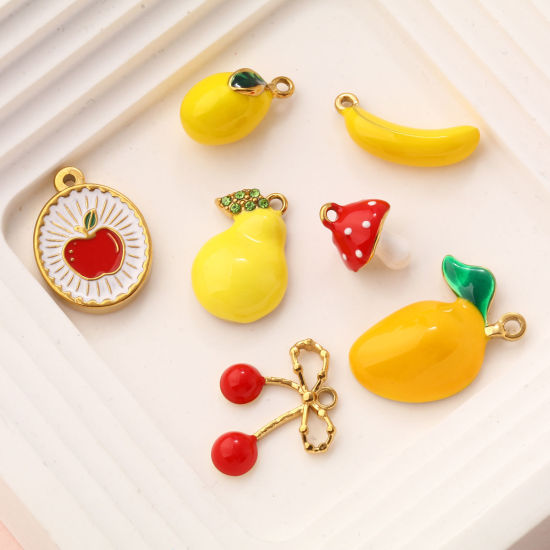 Immagine di 2 Pz Placcatura Sottovuoto PVD Ecologica 304 Acciaio Inossidabile Ciondoli 18K Vero Oro Placcato Smalto