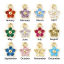 Picture of Brass & Cubic Zirconia Birthstone Charms 18K Gold Plated Flower Mini 10mm x 8mm