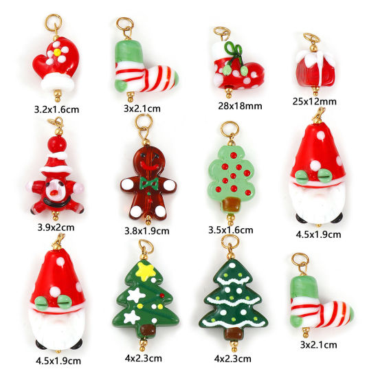 Immagine di 1 Pz Placcatura Sottovuoto PVD Ecologica 304 Acciaio Inossidabile & Resina Natale Ciondoli Placcato Oro 18K