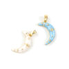 Изображение 2 ШТ Экологичный Латунь галактика Подвески 18K настоящее золото с покрытием С Эмалью Луна половина Звезда Перлитный Прозрачный Искусственный Циркон 24мм x 12мм