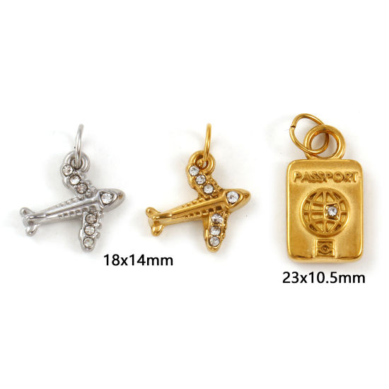 Picture of Eco-friendly 304 Stainless Steel Travel Charms Multicolor Clear Rhinestone