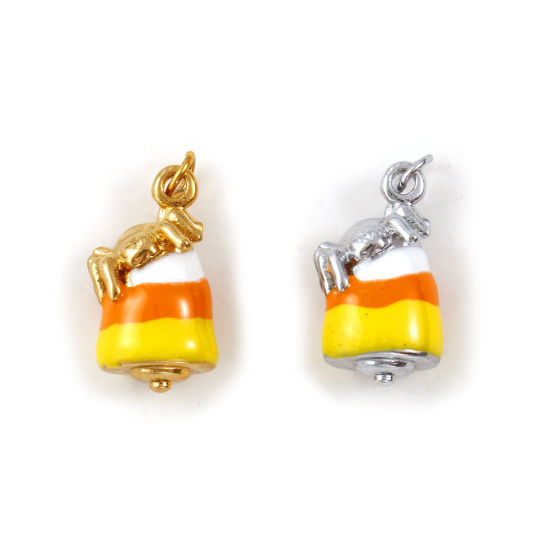 Bild von Umweltfreundlich 304 Edelstahl Halloween Charms Bunt Emaille Kuchen Halloween Spinne 3D 24mm x 11mm