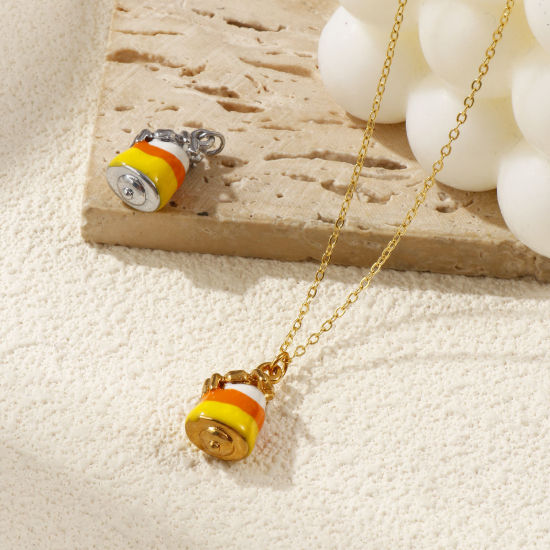 Bild von Umweltfreundlich 304 Edelstahl Halloween Charms Bunt Emaille Kuchen Halloween Spinne 3D 24mm x 11mm