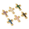 Picture of Brass & Cubic Zirconia Religious Charms 18K Gold Plated Cross Micro Pave 23.5mm x 16mm