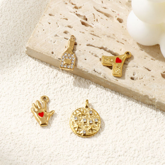 Изображение 1 ШТ Экологичное вакуумное PVD-покрытие 304 Нержавеющая Сталь Подвески 18K настоящее золото с покрытием