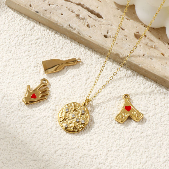 Изображение 1 ШТ Экологичное вакуумное PVD-покрытие 304 Нержавеющая Сталь Подвески 18K настоящее золото с покрытием