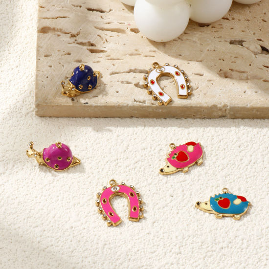 Immagine di 1 Pz Placcatura Sottovuoto PVD Ecologica 304 Acciaio Inossidabile Ciondoli 18K Vero Oro Placcato Smalto