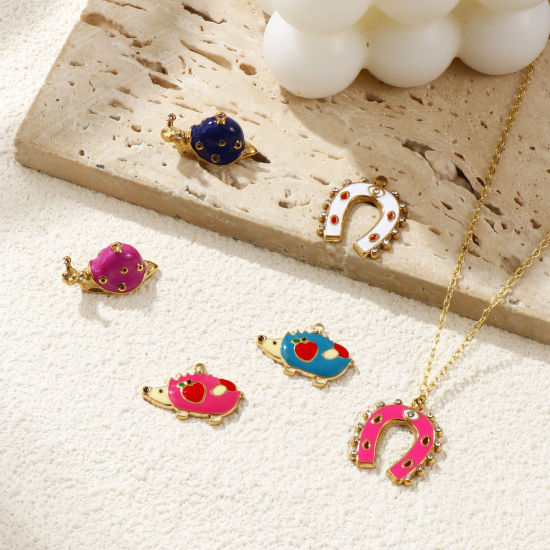 Immagine di 1 Pz Placcatura Sottovuoto PVD Ecologica 304 Acciaio Inossidabile Ciondoli 18K Vero Oro Placcato Smalto