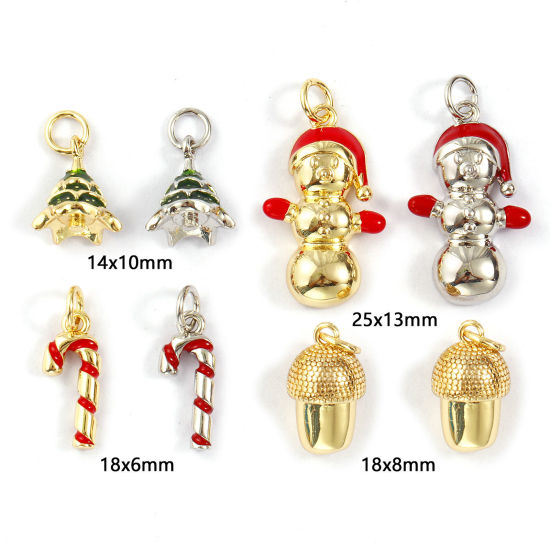 Bild von Eco-friendly Brass Christmas Charms Real Gold Plated Enamel