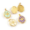 Изображение 2 ШТ Латунь религия Рамка медальон подвеска 18K позолоченный С Эмалью Бесформенный Ангел Можно Открыть Прозрачный Искусственный Циркон 27мм x 18мм