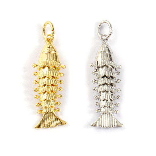 Immagine di Brass Ocean Jewelry Pendants Multicolor Fish Animal 3D Movable 3.9cm x 1.2cm