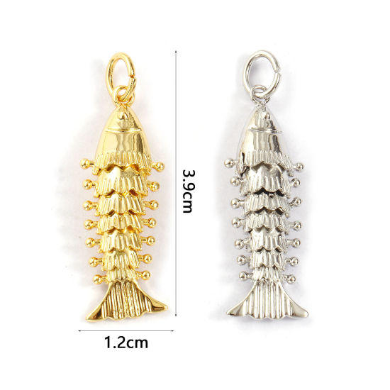 Immagine di Brass Ocean Jewelry Pendants Multicolor Fish Animal 3D Movable 3.9cm x 1.2cm