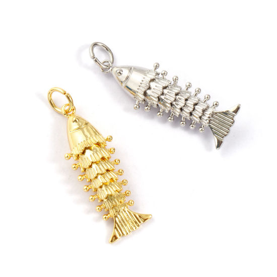 Immagine di Brass Ocean Jewelry Pendants Multicolor Fish Animal 3D Movable 3.9cm x 1.2cm