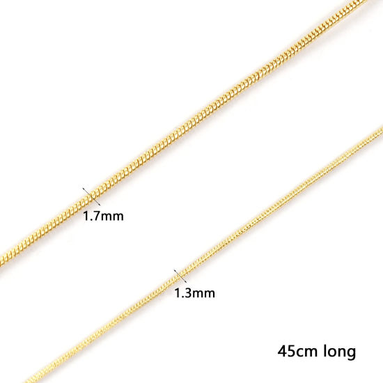 Immagine di Brass Exquisite Snake Chain Necklace 18K Gold Plated 45cm(17.7") + 5cm(2") long