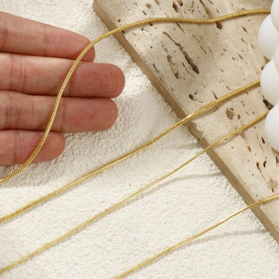 Immagine di Brass Exquisite Snake Chain Necklace 18K Gold Plated 45cm(17.7") + 5cm(2") long