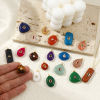 Picture of Eco-friendly Brass & Cubic Zirconia & Gemstone Geometric Charms 18K Real Gold Plated