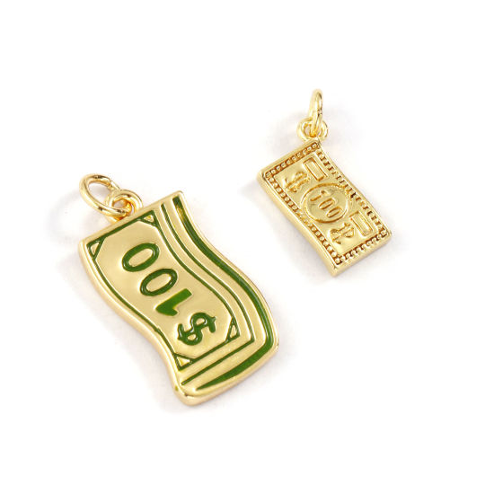 Immagine di 2 Pz Ecologico Ottone Ciondoli 18K Vero Oro Placcato Dollaro Americano