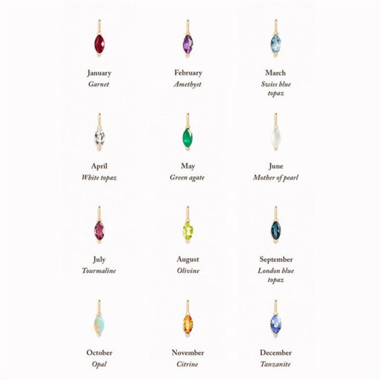 1 個 エコフレンドリー PVD真空メッキ 304ステンレス＆ジルコン 誕生石 チャーム 18Kリアルゴールドメッキ マーキス 11mm x 3mm、 の画像