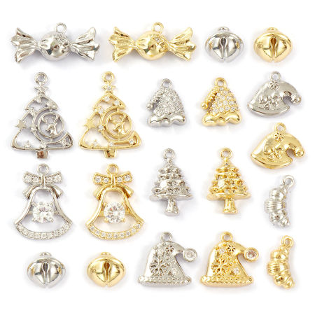 Brass Christmas Charms Multicolor Clear Cubic Zirconia
