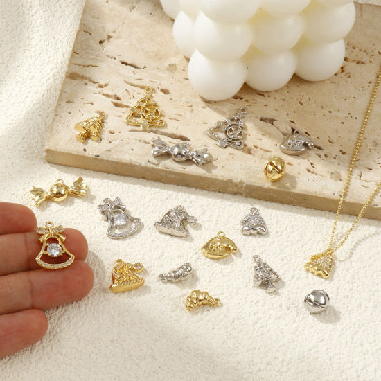 Bild von Brass Christmas Charms Multicolor Clear Cubic Zirconia