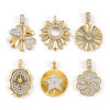 Picture of Brass Charms 18K Gold Plated & Platinum Plated Two Tone Clear Cubic Zirconia