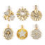 Picture of Brass Charms 18K Gold Plated & Platinum Plated Two Tone Clear Cubic Zirconia