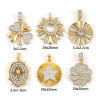 Picture of Brass Charms 18K Gold Plated & Platinum Plated Two Tone Clear Cubic Zirconia
