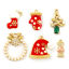 Immagine di Brass Christmas Charms 18K Gold Plated Enamel Acrylic Imitation Pearl Clear Cubic Zirconia
