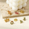 Picture of Sweet & Cute Exquisite 18K Gold Plated Brass & Cubic Zirconia Christmas Ear Post Stud Earrings For Women Gift
