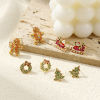 Picture of Sweet & Cute Exquisite 18K Gold Plated Brass & Cubic Zirconia Christmas Ear Post Stud Earrings For Women Gift