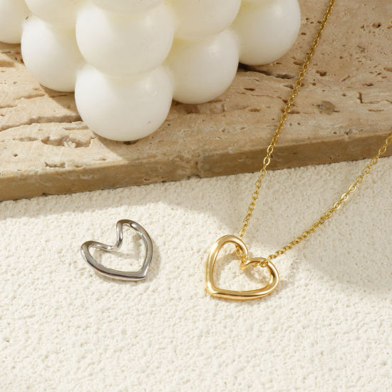 Bild von 2 PCs Eco-friendly Brass Valentine's Day Charms Real Gold Plated Heart Hollow 18mm x 15mm