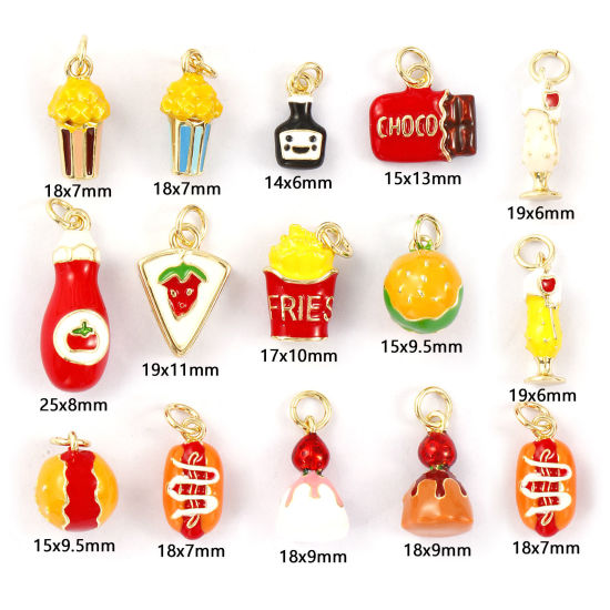 Immagine di 1 Piece Eco-friendly Brass Charms 18K Real Gold Plated Enamel 3D