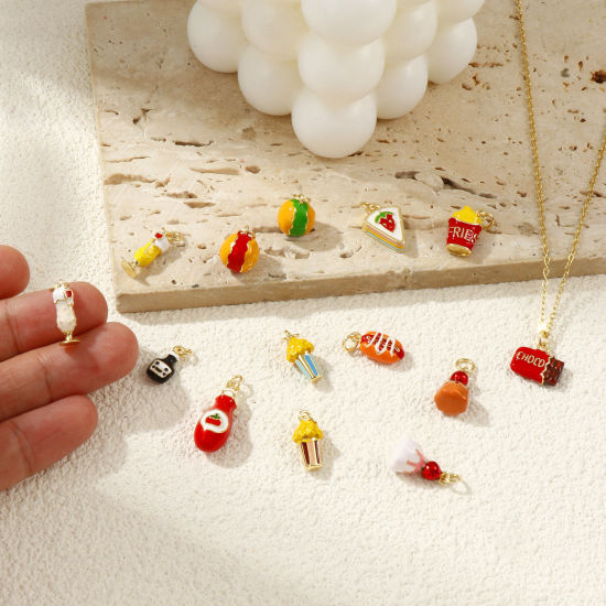 Immagine di 1 Piece Eco-friendly Brass Charms 18K Real Gold Plated Enamel 3D