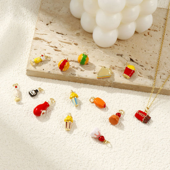 Immagine di 1 Piece Eco-friendly Brass Charms 18K Real Gold Plated Enamel 3D