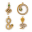 Picture of Eco-friendly PVD Vacuum Plating 304 Stainless Steel Charms 18K Gold Plated Snake Animal Clear & Green Rhinestone