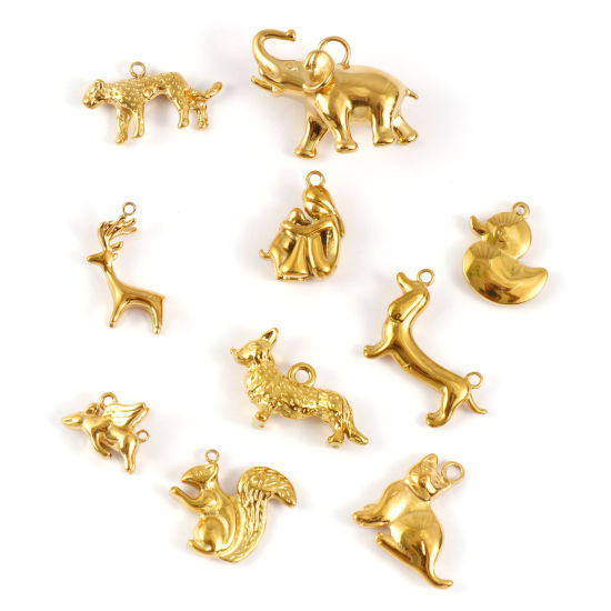 Bild von Umweltfreundliche PVD-Vakuumbeschichtung 304 Edelstahl Charms 18K Echtgold plattiert Tier 3D