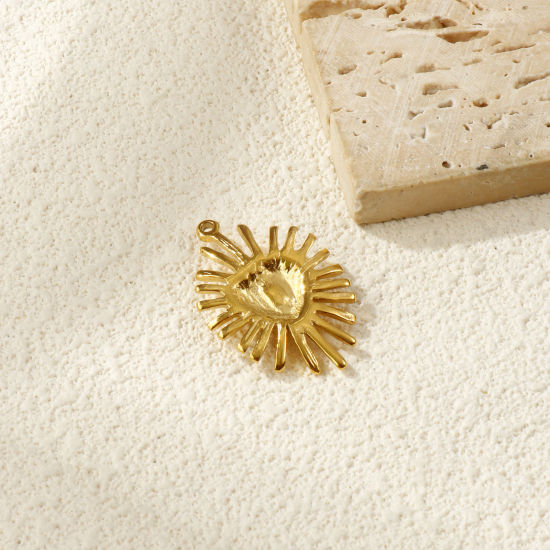 Immagine di 1 Pz Placcatura Sottovuoto PVD Ecologica 304 Acciaio Inossidabile & Strass Religione Ciondoli 18K Vero Oro Placcato Ex Voto Cuore